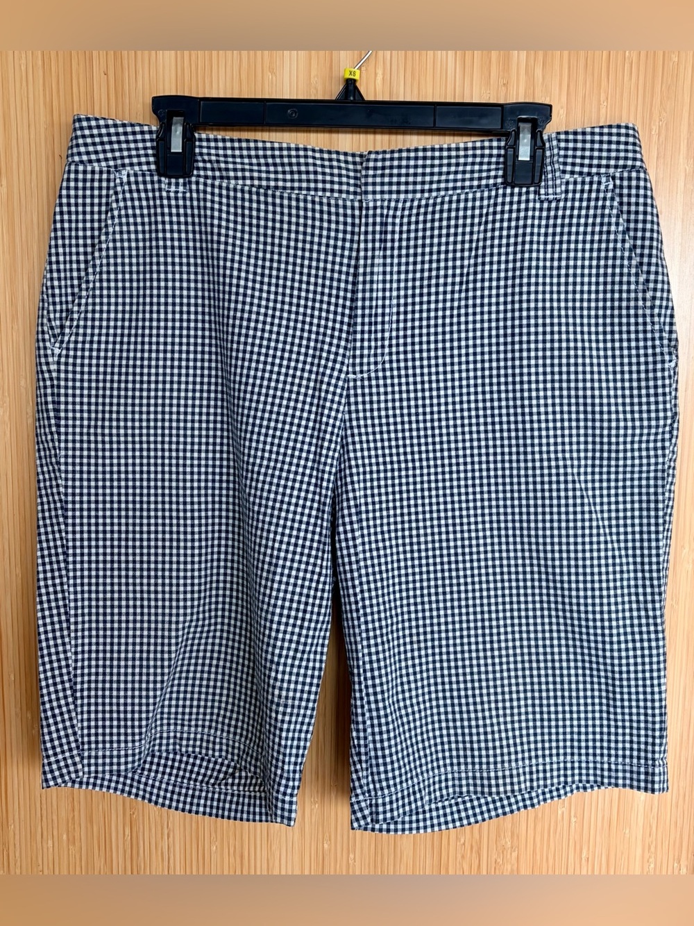 Crisp Cotton Navy & White Gingham Flat-Front Shorts